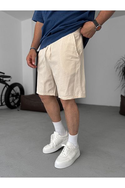 BYBASICMAN Beige Basic Cotton Linen Shorts V-24