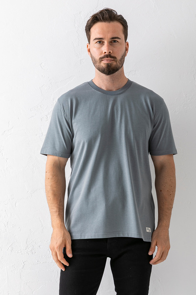 JB John Borners Ανδρικό μπλουζάκι με λαιμόκοψη Basic βαμβακερό χακί - 25Y 5446