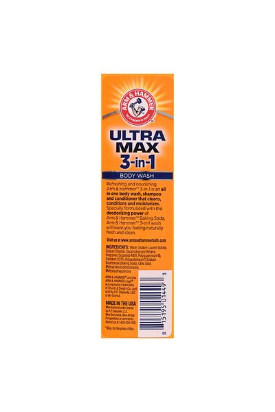 Arm&Hammer Gel de duș 3 în 1 Arm & Hammer, Ultra Max, gel de duș pentru corp, păr și barbă, 354,8 ml