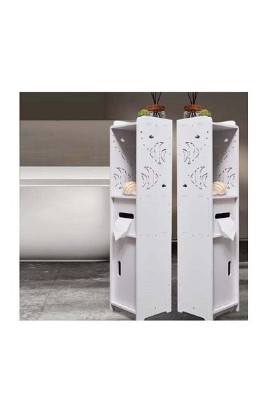 divendi-ro Vertical Bathroom Cupboard, 3 Compartments, Plastic, 80x20x24 cm, White