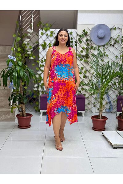 Punta Otantik Hln14001 Viscose Helin Dress with Shoulder Ring Strap