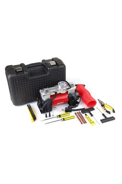 AMIO Compresor auto metalic cu 2 cilindri, 12V, 150PSI / 10bar