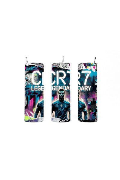 MECKSA Ronaldo CR 7 Design Tumbler Straight Skinny Tumbler double Wall Insulated Tumbler with Straw 20 oz