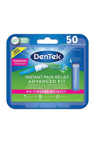 DENTEK Set Soluție Analgezică, Dentek, Ameliorare Instantanee, 1x Soluție, 1x Aplicator, 50x Bețișoare