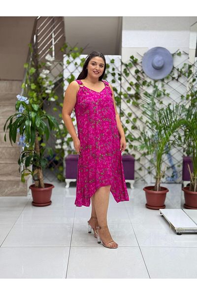 Punta Otantik Hln14004 Viscose Helin Dress with Shoulder Ring Strap