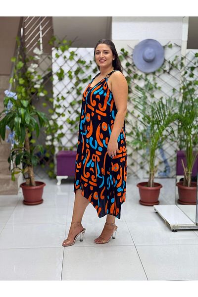 Punta Otantik Hln14007 Viscose Helin Dress with Shoulder Ring Strap