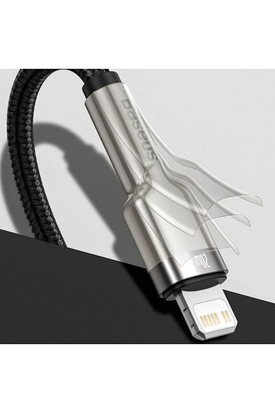 Baseus Usb To Lightning Cable, 2.4a, 480mbps, 25cm - Cafule Series Metal (CALJK-01) - Black