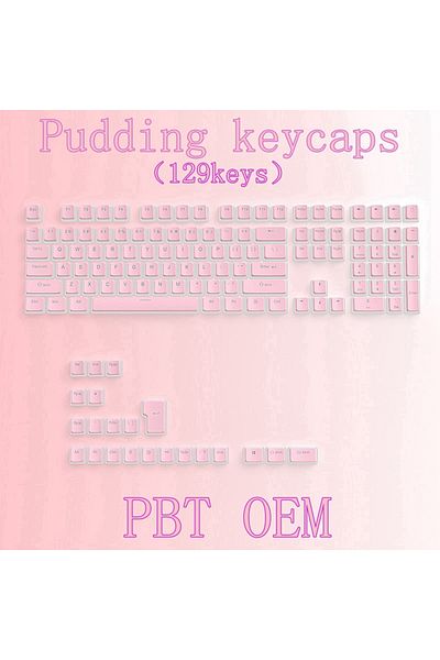 Choice Pudding keycap Pink 129Keys Keyboard Keycap OEM Profile PBT Material Key Cap for Mx Hot Swap Mechani