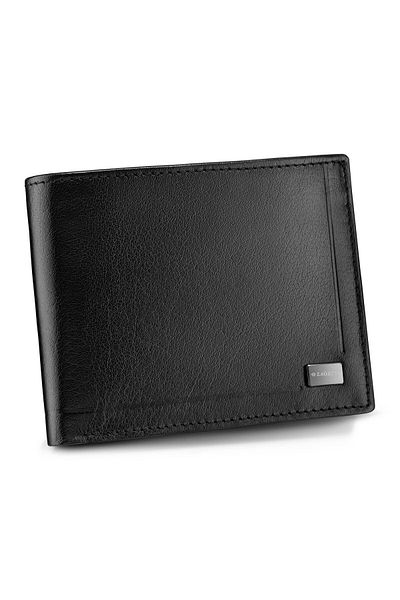 zagatto Black leather men’s wallet, genuine leather, Barilla Premium, compact, 9.5x12x3 cm, ZG-003-BAR