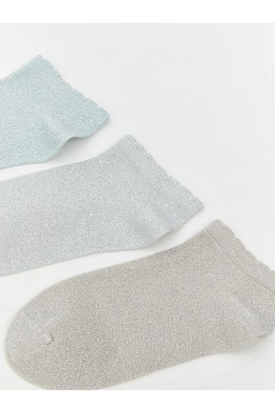LC Waikiki Green Shiny Look Women's Booties Socks 3-Piece