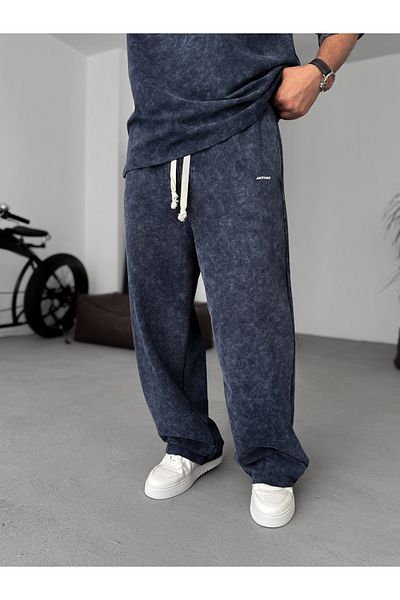 BYBASICMAN Navy Blue Washed Pipe Leg Tracksuit Jj-202