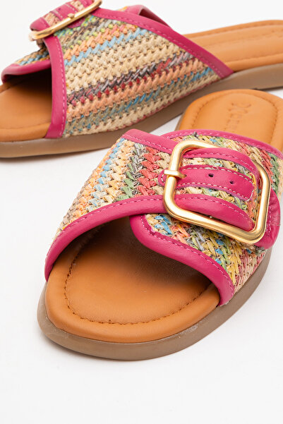 Dericlub Dericlub Women's Single Belt Strap Slippers Real Leather Zy 8141 Multi