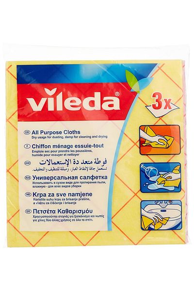 Vileda All Purpose Cloth 3pcs – 30x30cm Multi-Purpose Cleaning Cloths