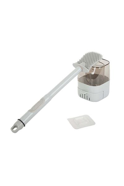 divendi-ro Toilet brush, silicone, with liquid dispenser, with holder, foldable, gray