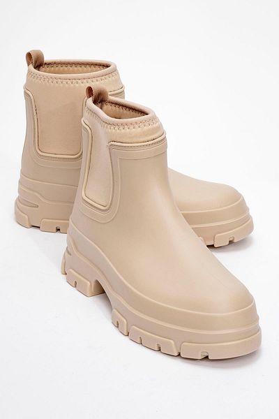 CCWAY AYAKKABI Women's Stretch Short Rain Boots Beige