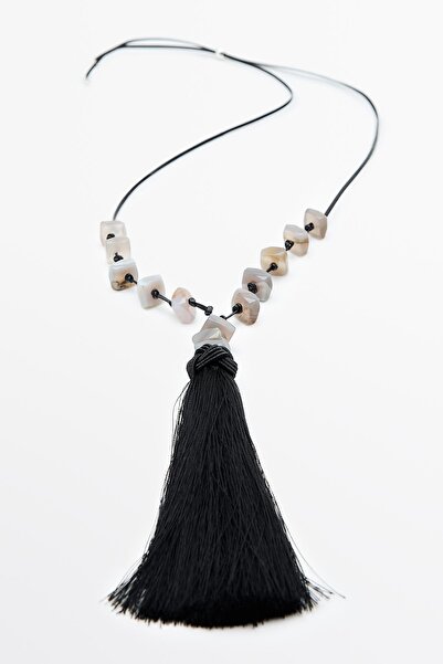 Massimo Dutti Parlak taşlı püsküllü kolye