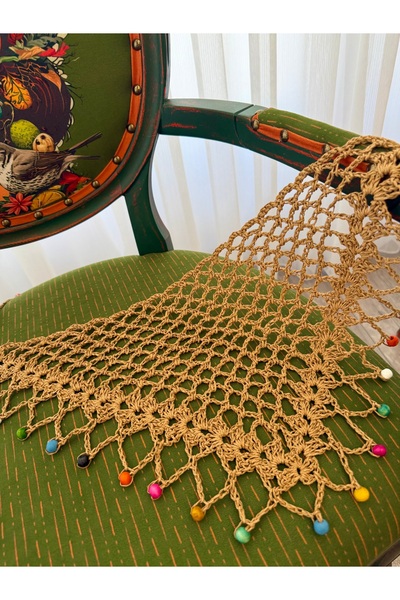 YELİZ HANDMADE باندانا شبكية من الخرز الملون محبوكة يدويًا