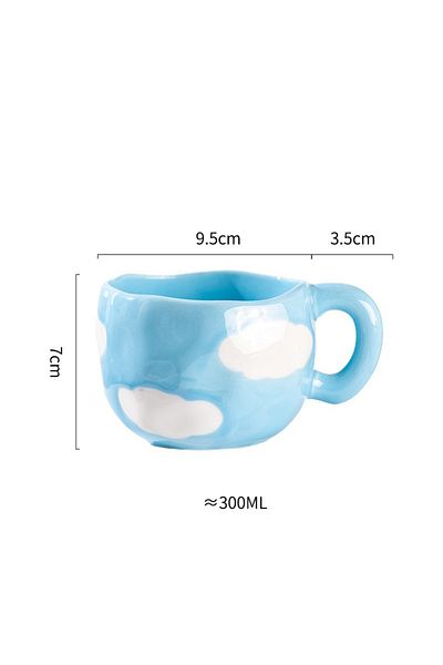 Choice 301-400ml Clouds 300ML Cute Hand Pinched Irregular Ceramic mug Flower Heart Pattern Coffee Cup Break