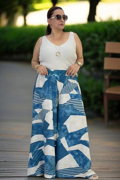 yagmurberen High Waist Elastic Pocketed Asymmetric Leg Summer Cotton Viscose Pants Skirt