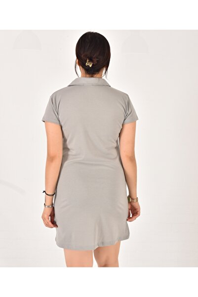 Pollux Γυναικείο κοντό φόρεμα με γιακά πόλο με κοντό μανίκι Oversize