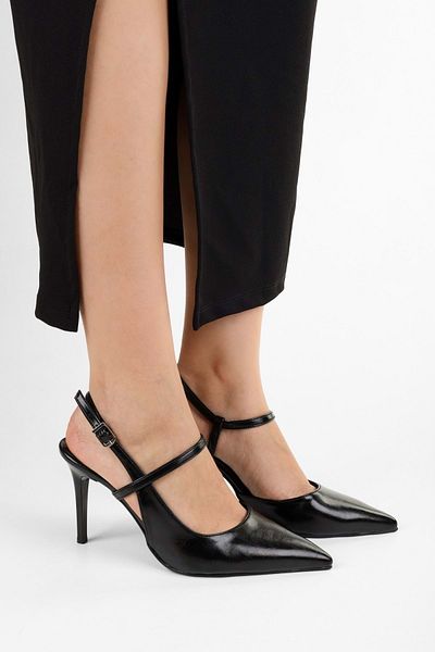 Shoeberry Women's Harry Black Skin Stiletto