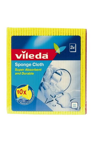 Vileda Sponge Cloth Cleaning Cloth 3 pcs – 18x20cm Reusable Wipes – Super Absorbent