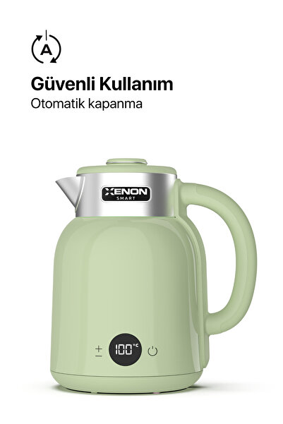 Xenon Smart Smart Kettle Steel 1.5 Lt Wi-Fi 2200 W Control with App Voice Assistant Support Water Heater Green X7101