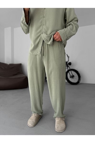 BYBASICMAN Green Washed Slim Baggy Pants Yp-5016