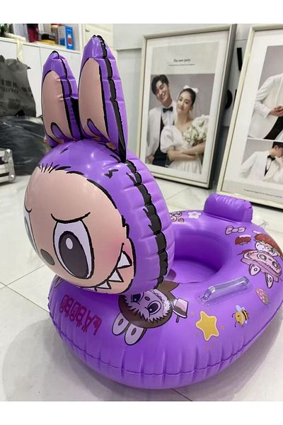 BaoBao Inflatable children's ring Baobao 70x65 cm bunny with 3D head, pink/lilac, seat and handles