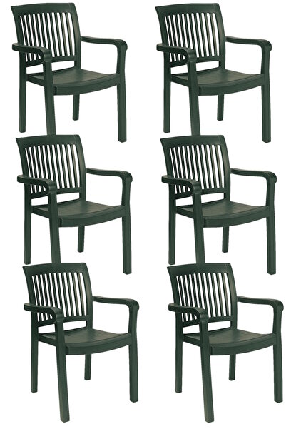 Papatya Mistral Koltuk 6lı Paket Yeşil - Plastik Bahçe Balkon Sandalyesi