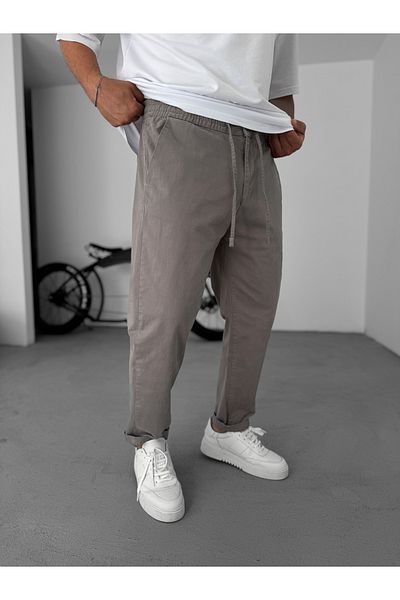 BYBASICMAN Gray Carrot Cut Gabardine Trousers C-6554
