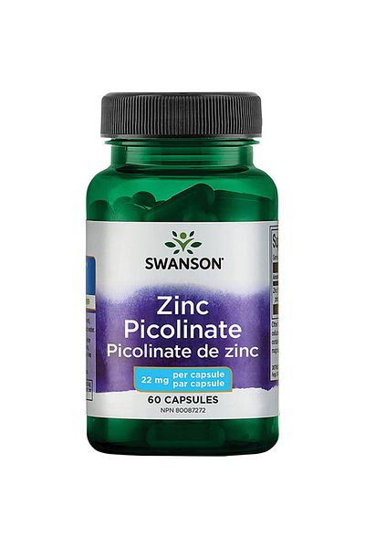 SWANSON Food Supplement, Swanson, Zinc Picolinate, Strengthens Immune System, 22mg, 60 capsules
