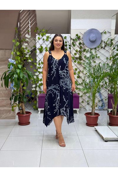Punta Otantik Hln14010 Viscose Helin Dress with Ring Strap on the Shoulder