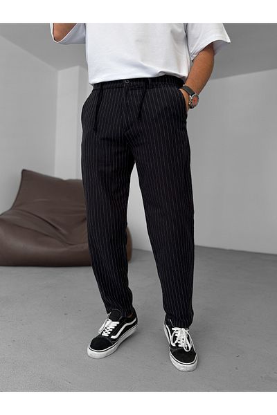 BYBASICMAN Black Striped Trousers Gj-16794