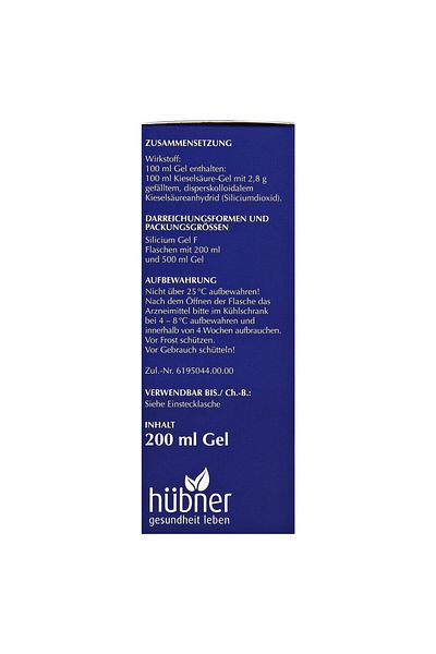 Hubner Silica Mineral Gel, Sikapur, Silicilic Acid, for Healthy Hair, Skin and Nails, 200ml