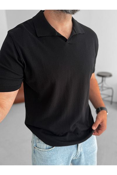 BYBASICMAN Black Basic Polo Neck Knitwear T-Shirt G-17190