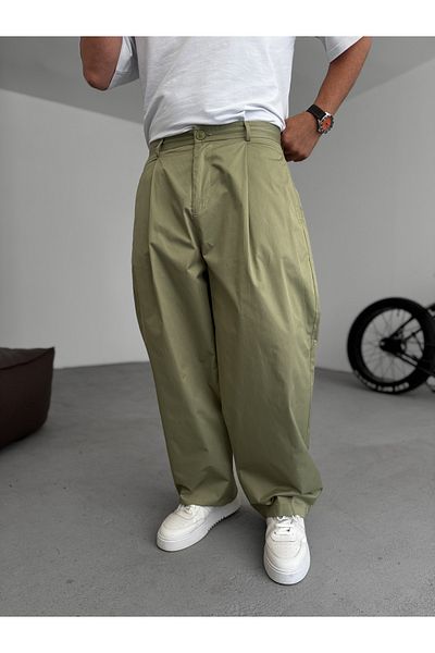 BYBASICMAN Khaki Pleated Comfortable Fit Trousers C-05/4