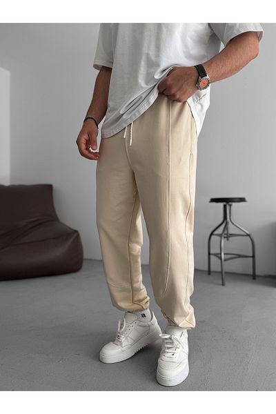 BYBASICMAN Beige Stitching Detailed Elastic Tracksuit Ke-7019