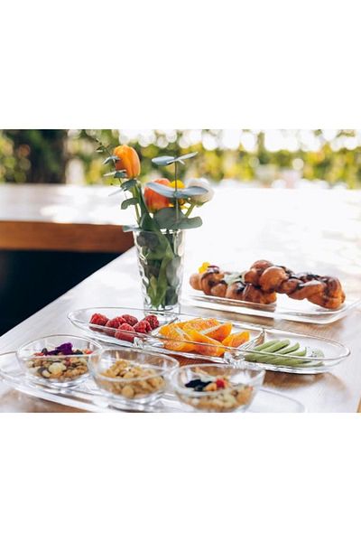 Vidivi 3-Part Contemporary Design Crystal Serving Dish Clear 41 x 11.5cm