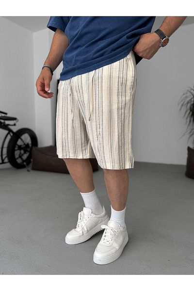 BYBASICMAN Anthracite Striped Seersucker Fabric Shorts G-5433/14