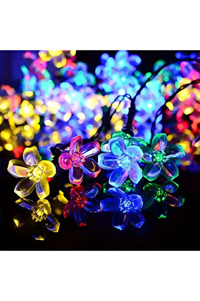 divendi-ro Coroană solară din ceară cu 50 de LED-uri, lumină alb cald/alb multicolor, lungime 5 m - alb cald