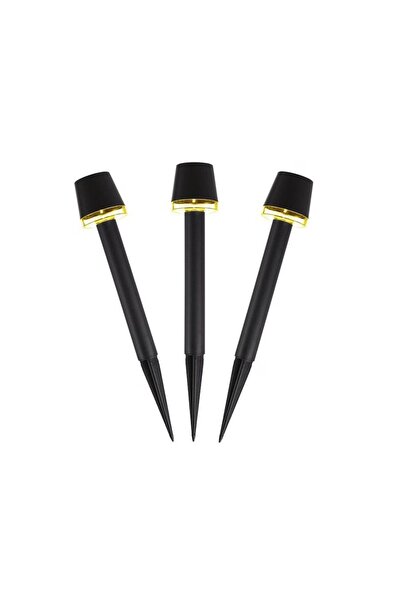 Benson Set 3 lampi solare de gradina, model veioza felinar, inaltime 43.5 cm, lumina LED, 3000K, negru