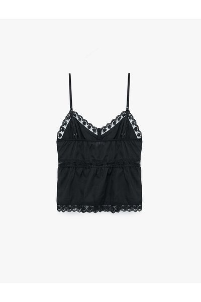 Koton Lace Detailed V-Neck Buttoned Strap Blouse