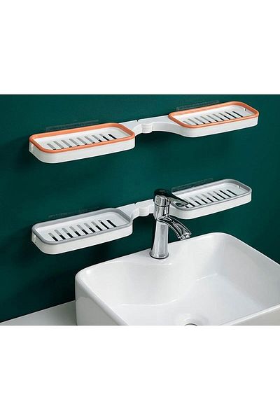 divendi-ro Corner shelf 90° or right angle 180°, for bathroom, supports up to 5 kg, Grey-Orange - Grey-Alb
