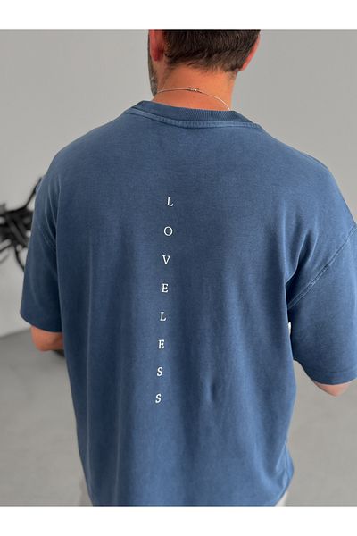BYBASICMAN Navy Blue Loveless Printed Washable T-Shirt C-093