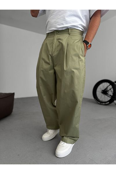 BYBASICMAN Khaki Pleated Comfortable Fit Trousers C-05/4