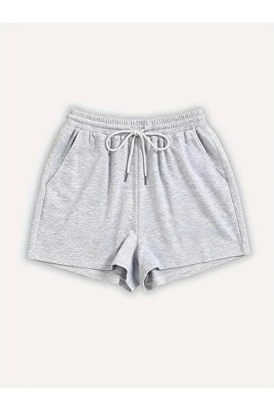 LAUSRA Γυναικείο ελαστικό άνετο σορτς σε γκρι χρώμα, ιδανικό για να φορεθεί σ...