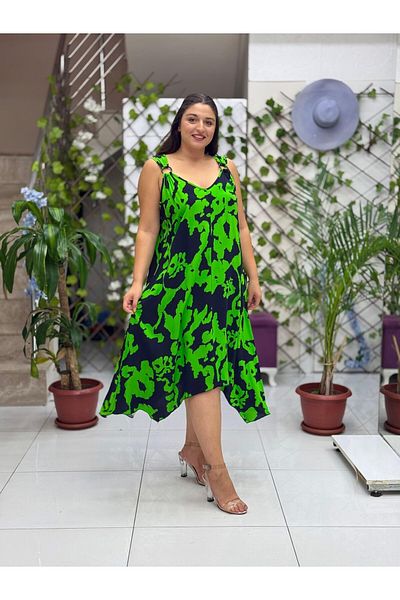 Punta Otantik Hln14040 Viscose Helin Dress with Ring Strap on the Shoulder