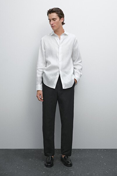 Massimo Dutti %100 keten slim fit gömlek