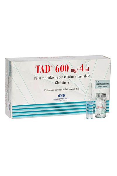 Biomedica Foscama Glutathione, Biomedica Foscama, TAD, Antioxidant, 10 vials powder, 10 vials solvent, 600mg/4ml